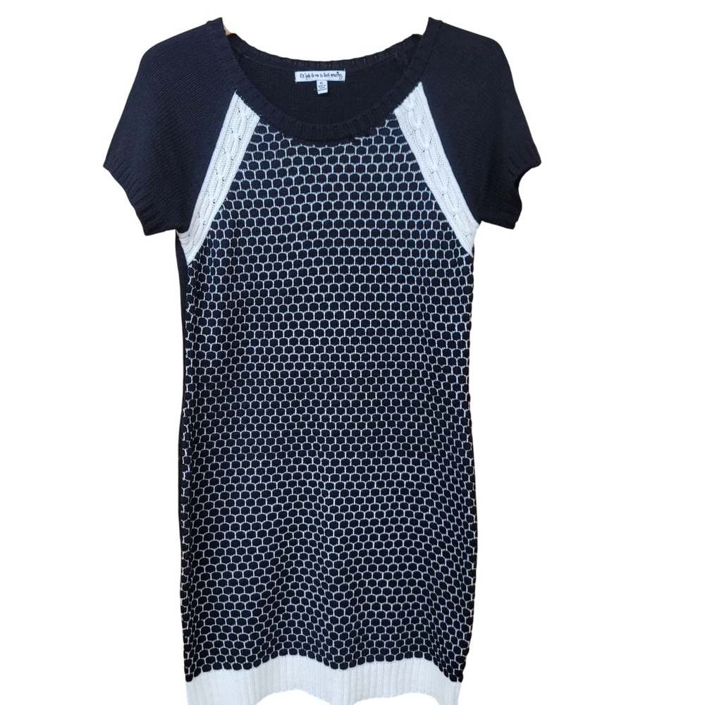 Made for me to‎ look amazing Black/White Honeycomb Sweater Dress Mod Retro XL